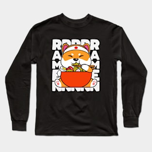 Shiba Inu Dog Eating Ramen Long Sleeve T-Shirt